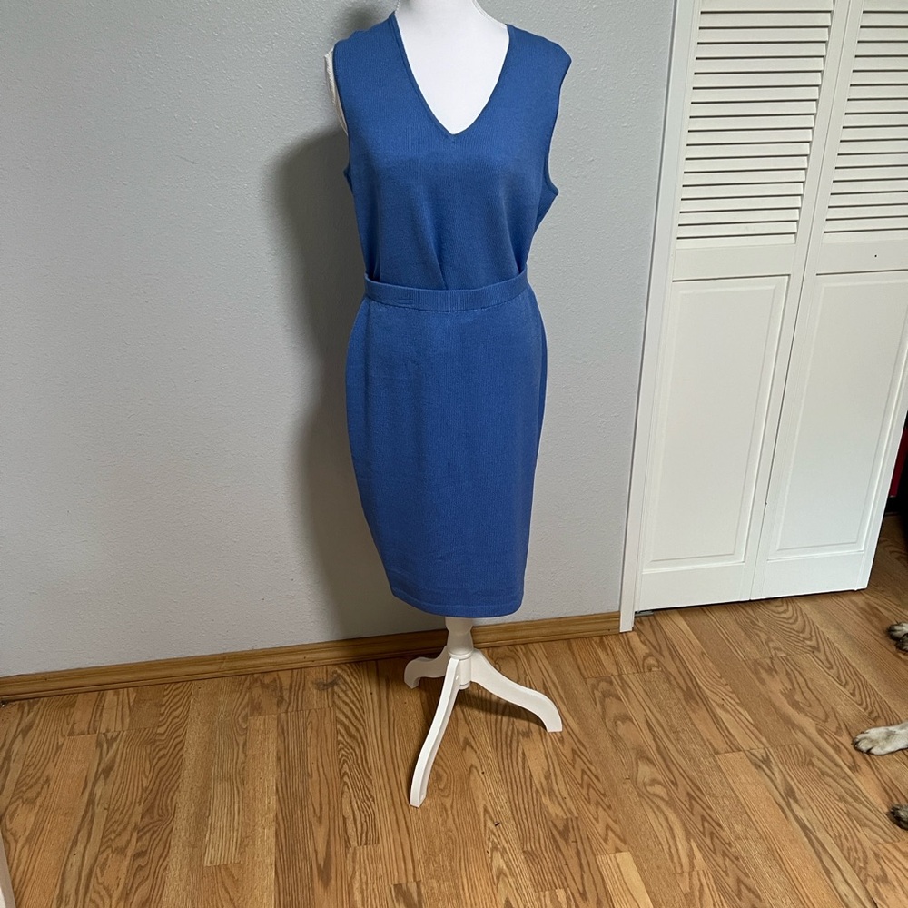 St. John collection in Sky Blue, includes suit jacket, dress, skirt, and pants. - Picture 2 of 10
